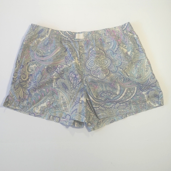 Soma Cotton Poplin Pajama Shorts In Global Paisley - Picture 3 of 12